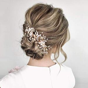 Gold Wedding Hair Clip Comb Handmade Bridal Hair Accessories for Women Wedding